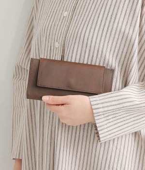 オイルレザー　フラップロングウォレット(チョコ-ONESIZE)