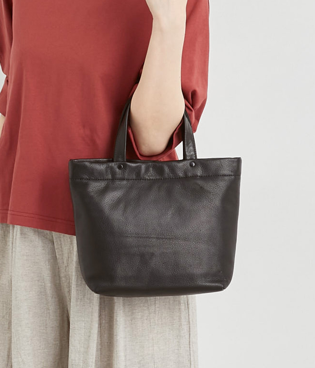 ガーメントレザー　ミニトート(ブラック-ONESIZE)