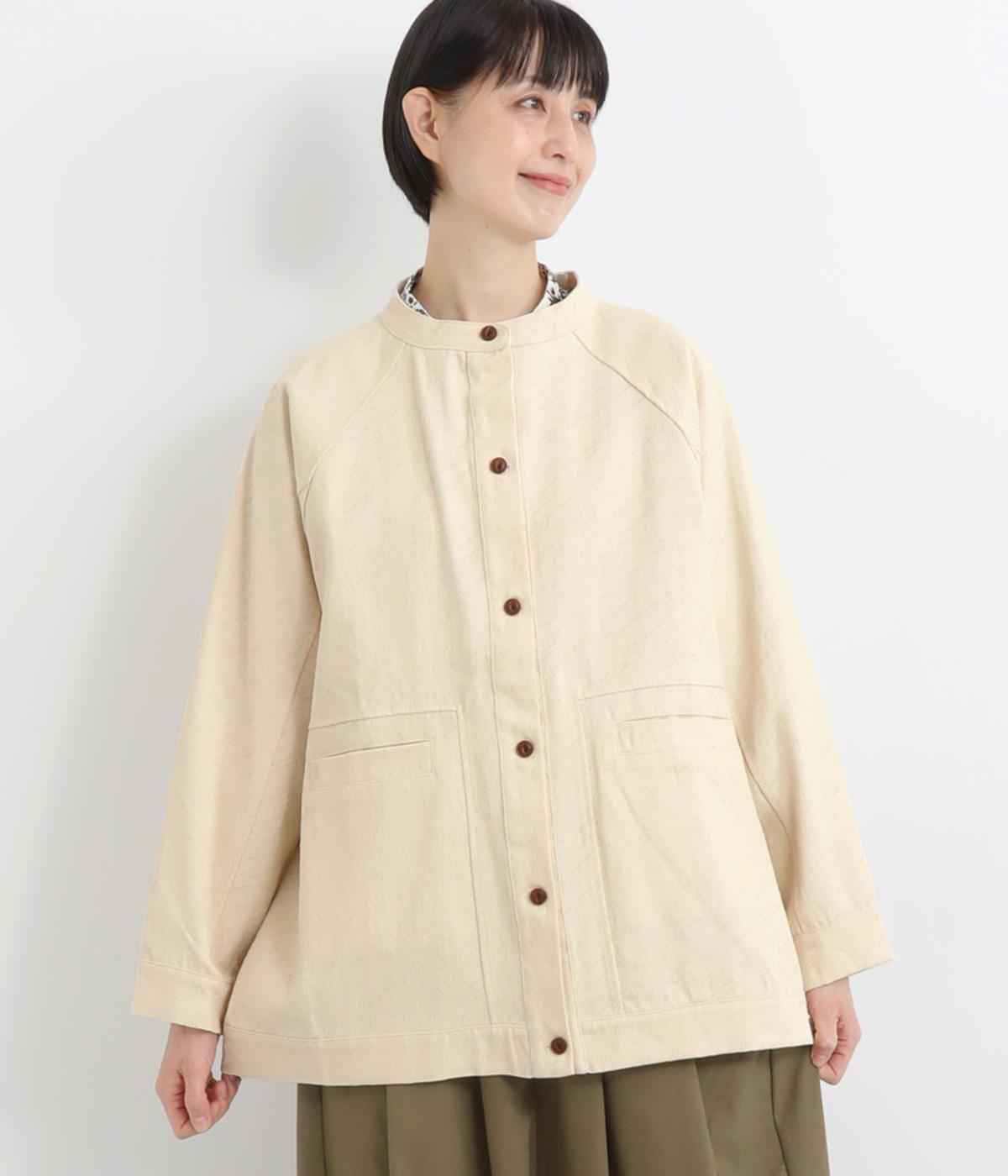 ジャカードデニムドルマンワイドジャケット(ホワイト-F)