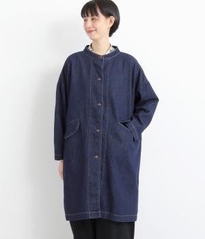 やわらかデニムロングゆるドルマンジャケット(ワンウォッシュ-F)