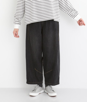 コクーンデニムパンツ(ブラック-ONESIZE)