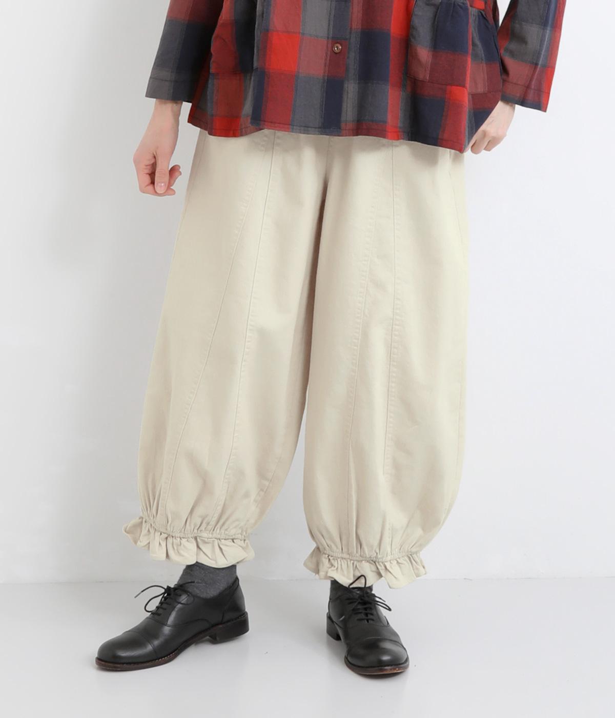 ツイルデザイン裾フリルパンツ(ナチュラル-F)