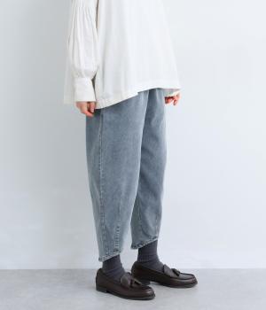 加工デニムユーズドバルーンパンツ(サックス-F)