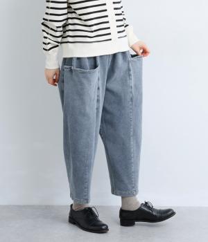 加工デニムユーズドサイドポケット付パンツ(サックス-F)