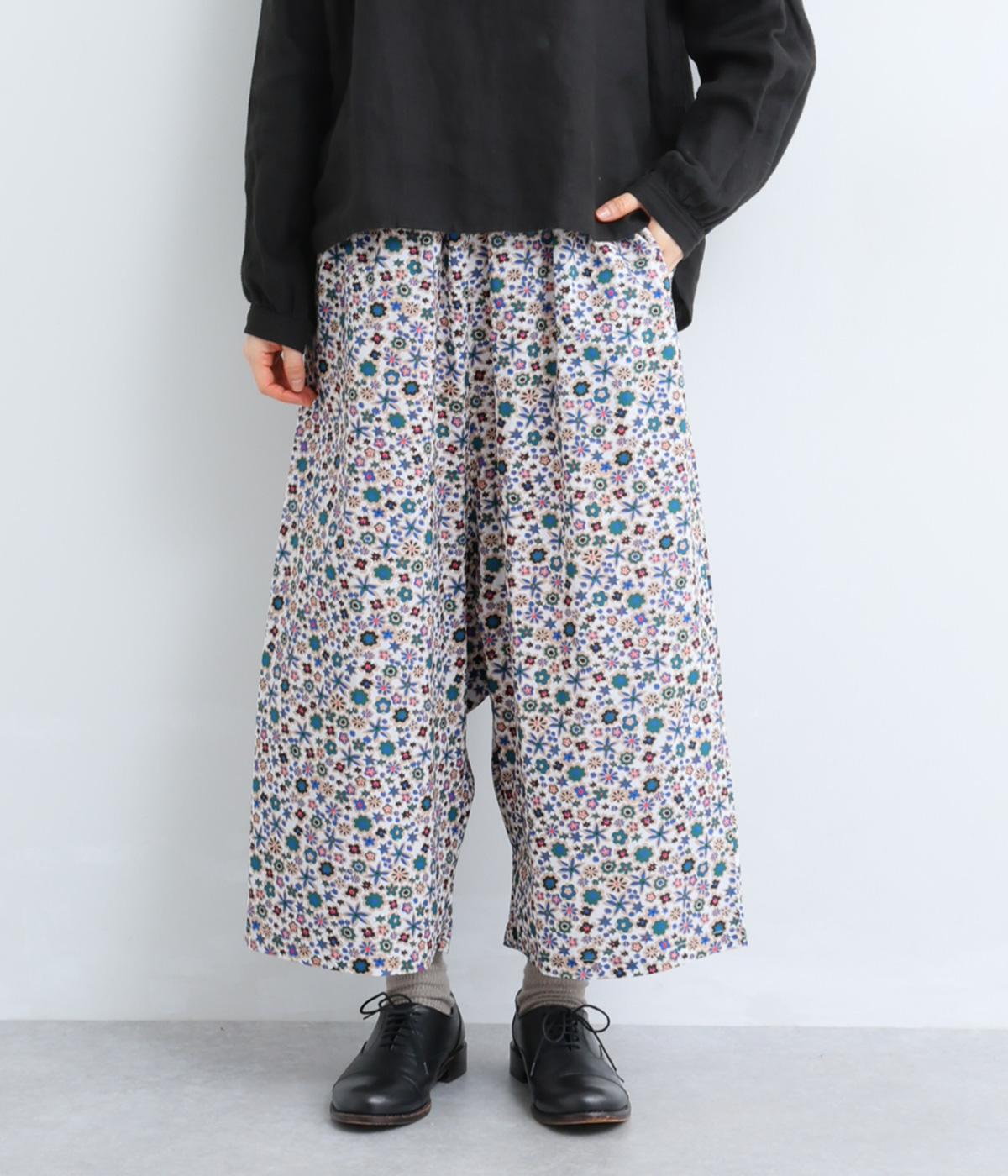 アンティークフラワーゆるっとワイドパンツ(ナチュラル系-F)