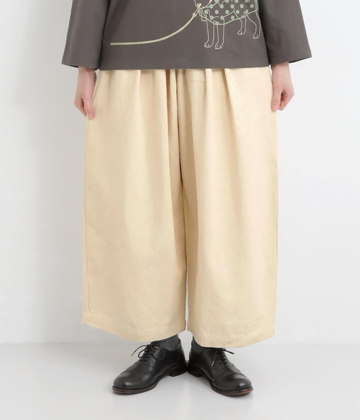 ジャカードデニムミニポケット付きワイドパンツ(ホワイト-F)