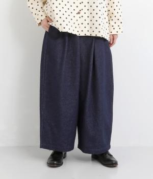 ジャカードデニムミニポケット付きワイドパンツ(ワンウォッシュ-F)