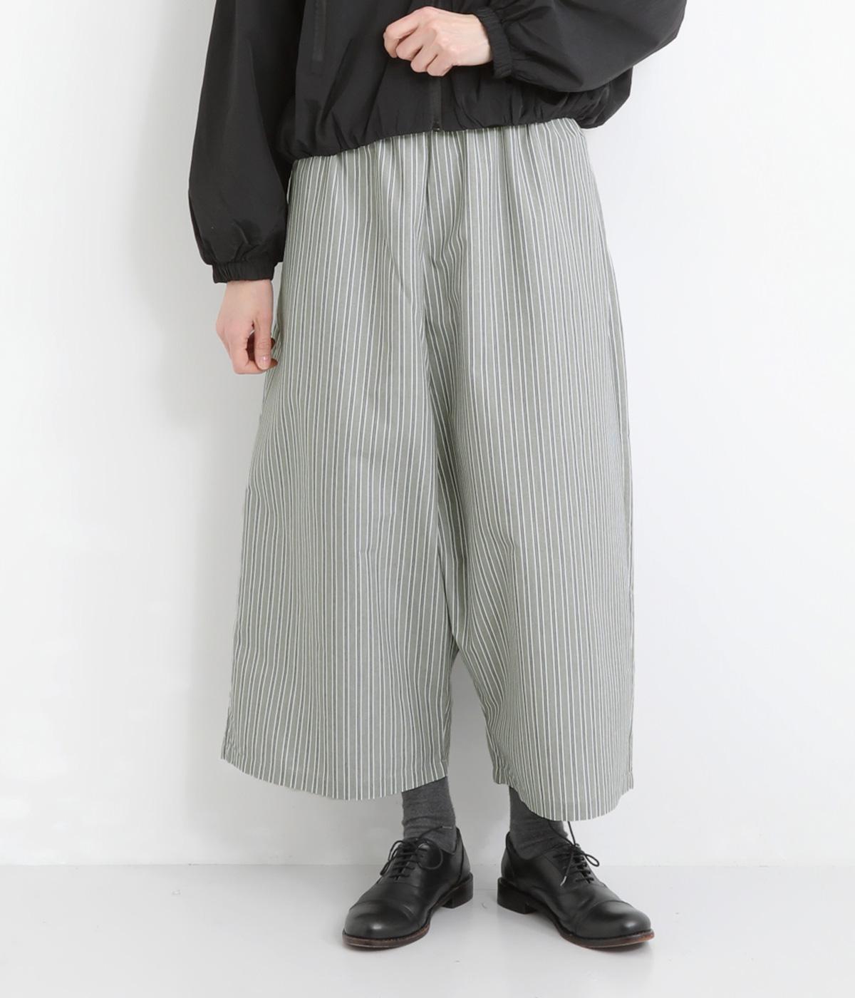 手書きストライプ楽ワイドパンツ(グレー-F)