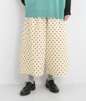 アンティーク風DOTゆるワイドパンツ(ナチュラル-F)