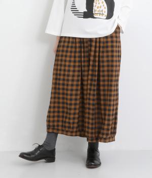 ギンガムCHECKナチュラルパンツ(ブラウン-F)