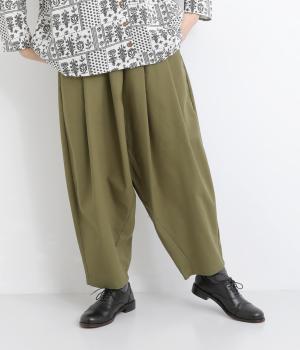 コットンリネンダボゆるパンツ(カーキ-F)