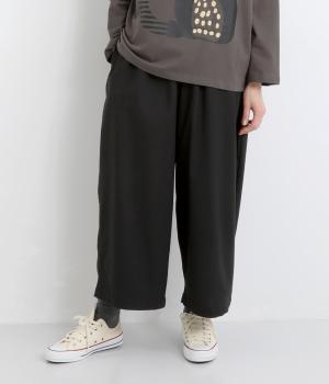 コットンリネン前ちびポケット付きバルーン風パンツ(ブラック-F)