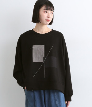 ポンチデザインワイドプルオーバー(ブラック-ONESIZE)