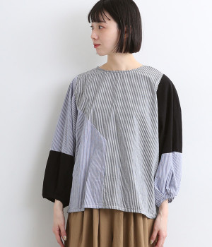コットン 切替コクーン袖ブラウス(クレイジー2-ONESIZE)