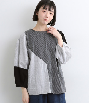 コットン 切替コクーン袖ブラウス(クレイジー4-ONESIZE)