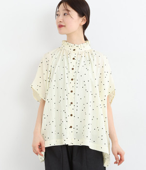 ドット フリルカラードルマンシャツ(ホワイト-ONESIZE)