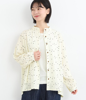 ドット 後ろWギャザーブラウス(ホワイト-ONESIZE)