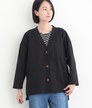 コットン 三つ釦カーディガン(ブラック-ONESIZE)