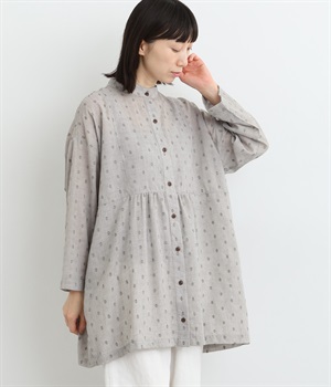 同色DOTジャカード羽織チュニックシャツ(ライトグレー-ONESIZE)