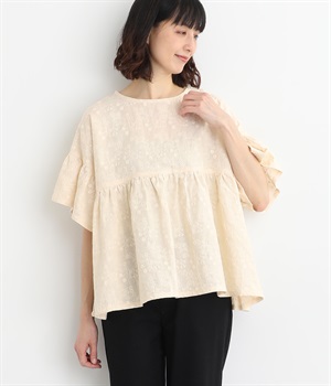 ぽこっとレース　FLOWERふんわりプルオーバー(ナチュラル-ONESIZE)