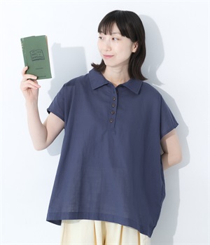 スラブ調ふんわりドルマンンスリーブプルオーバー(ネイビー-ONESIZE)