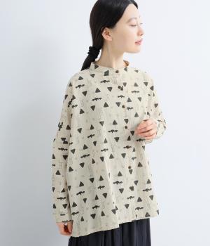 三角プリントスタンドシャツ(ナチュラル-F)