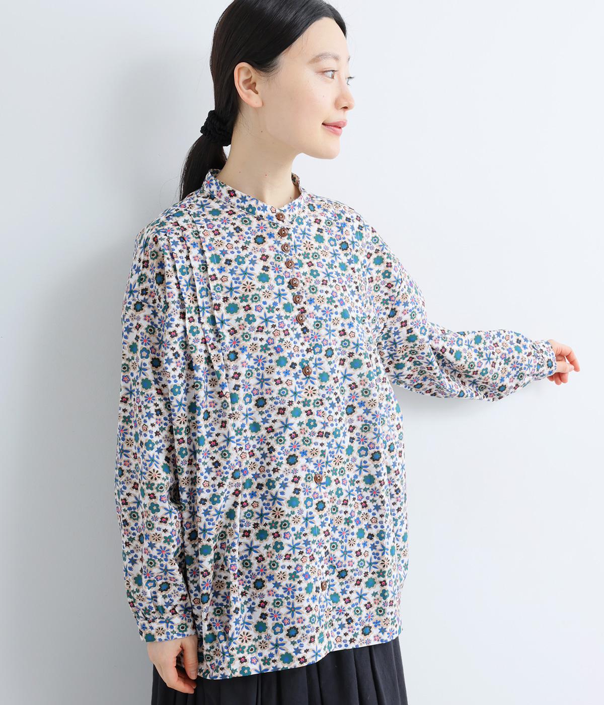 アンティークフラワーピンタックシャツ(ナチュラル系-F)