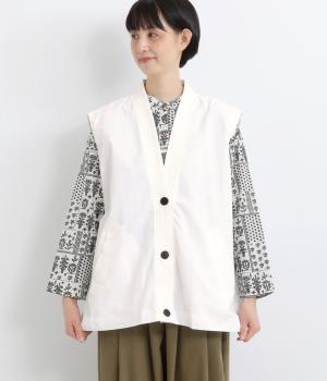 ナイロンロングベスト(ホワイト-F)