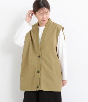 ナイロンロングベスト(ベージュ-F)