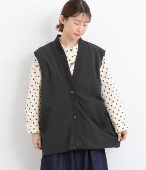 ナイロンロングベスト(ブラック-F)