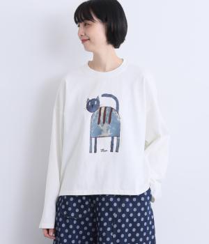 ネコプリントプルオーバー(ホワイト-F)