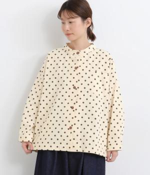 アンティーク風DOT後ろボタンシャツ(ナチュラル-F)