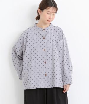 アンティーク風DOT後ろボタンシャツ(サックス-F)