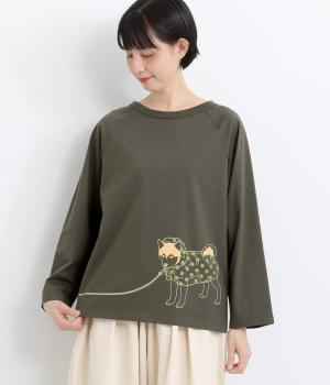 ラグランTシャツ雨の散歩中(チャコール-F)