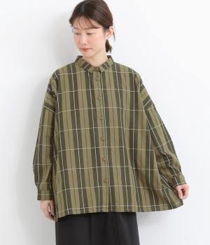 アンティークCHECKミニ襟シャツ(マスタード-F)