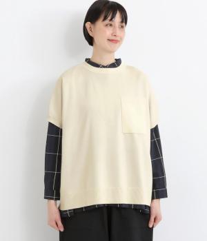 ポケット付き片落ちニットベスト(ナチュラル-F)