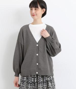 Vネック袖ふわニットカーディガン