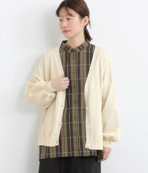 Vネック袖ふわニットカーディガン(ナチュラル-F)
