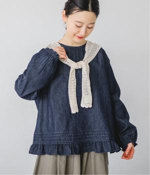 シャンブレーデニムフリルプルオーバー(ワンウォッシュ-F)
