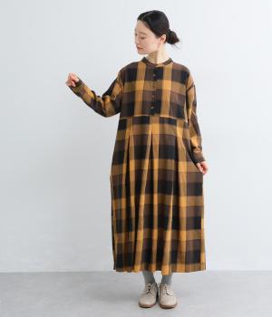 BIG CHECKタックワンピース(イエロー×ブラック-F)