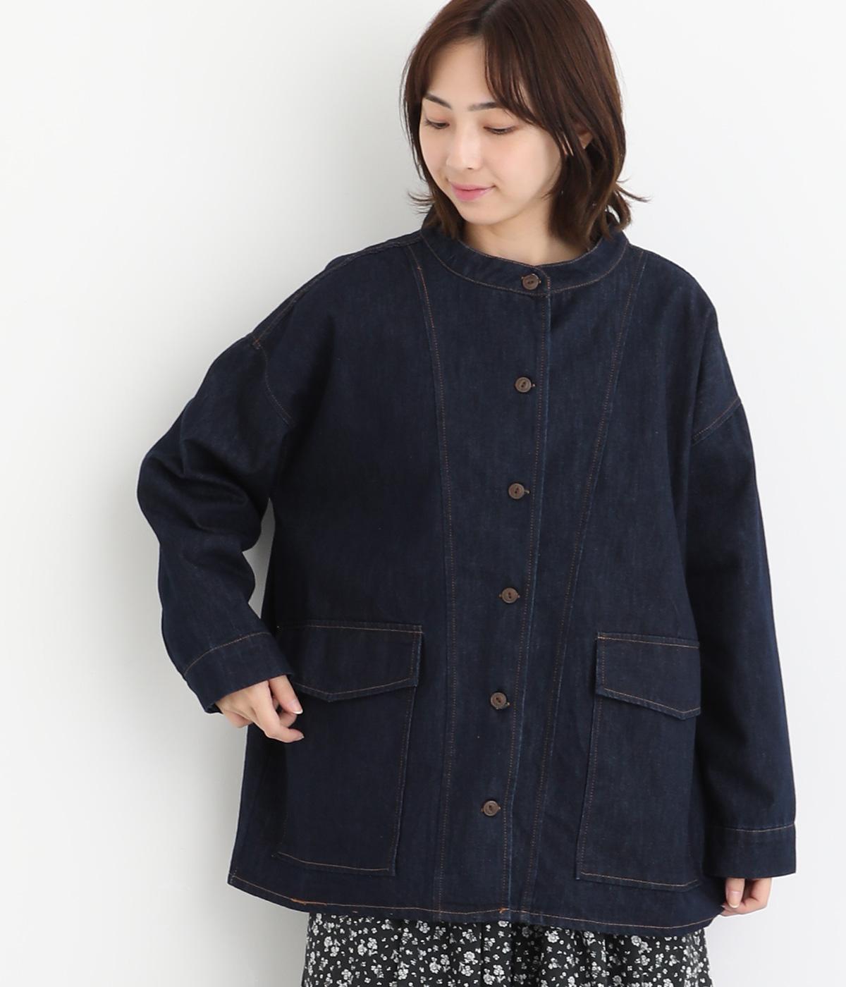 やわらかデニムワークジャケット(ワンウォッシュ-F)