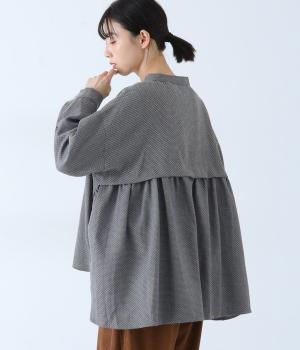 ステッチ入りコットンリネンアンブレラジャケット(グレイ-F)