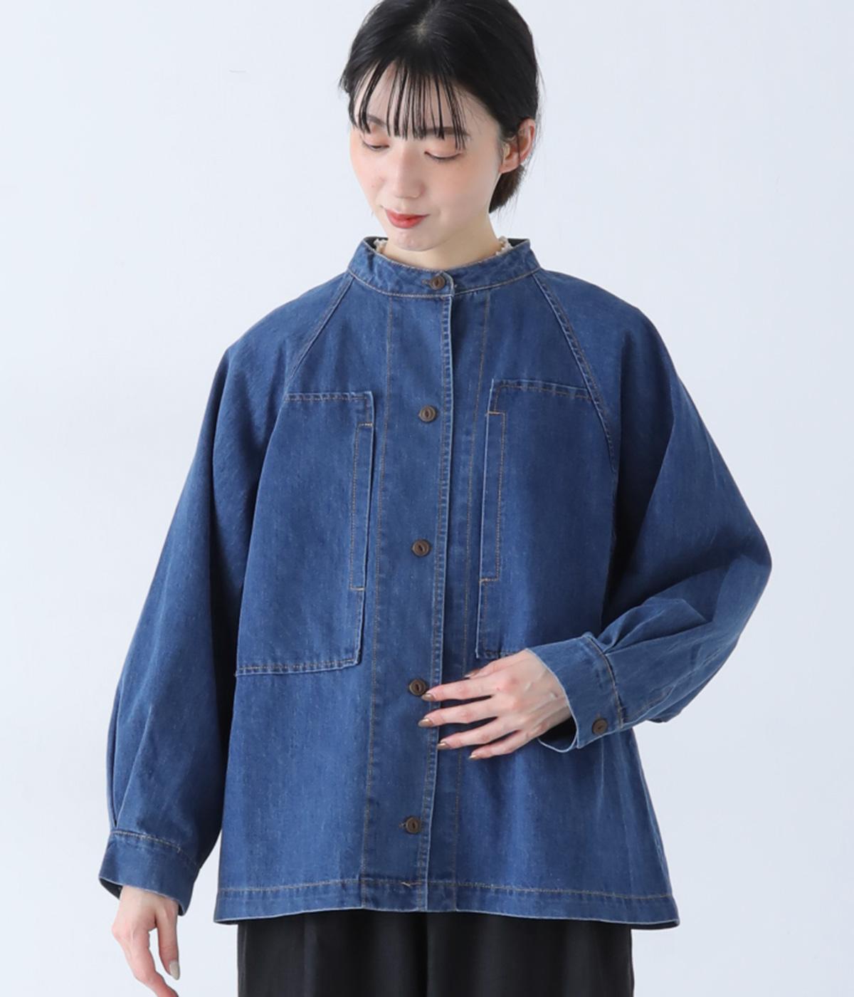 やわらかデニムワーク風ジャケット(ワンウォッシュ-F)