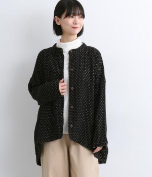 柔らかドットデニムワイドジャケット(ブラック-F)