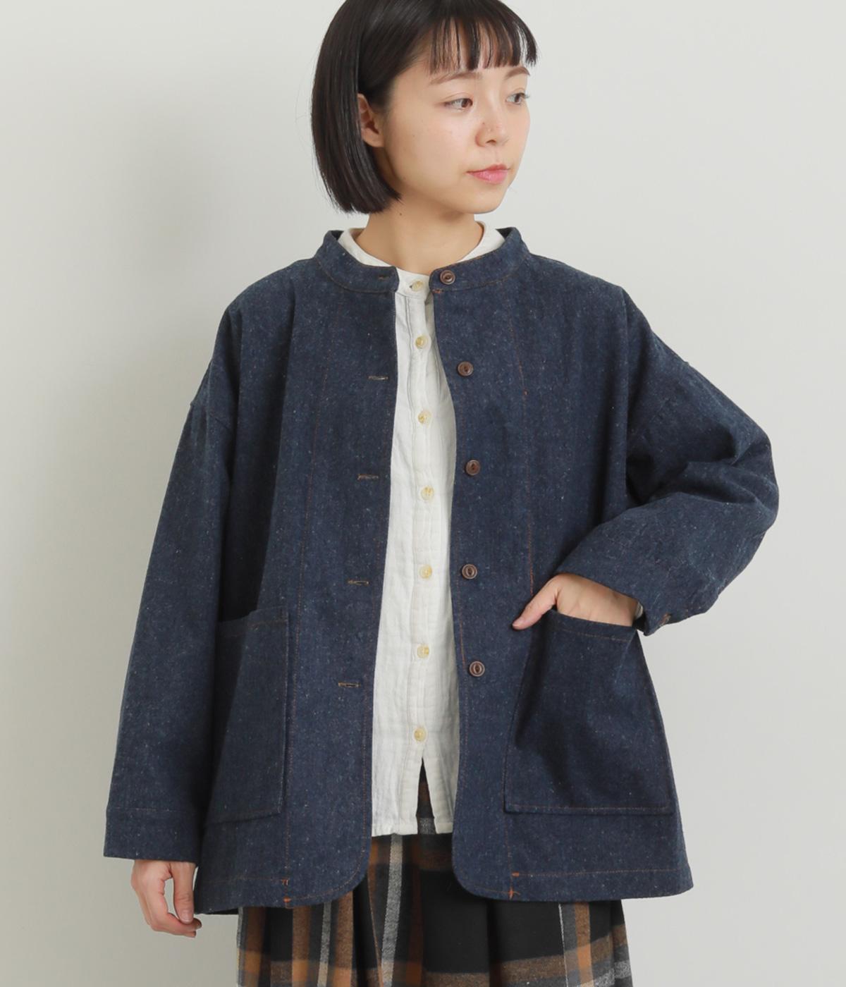 起毛デニムスタンドジャケット(ネイビー-F)