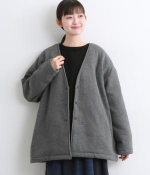 裏起毛Ｖネックジャケット(チャコール-F)