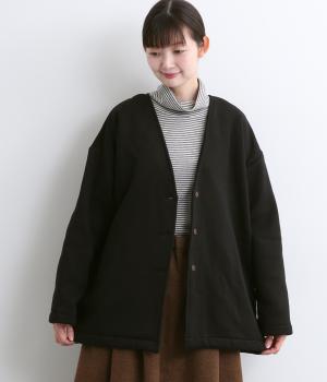 裏起毛Ｖネックジャケット(ブラック-F)