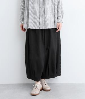 ツイルストレッチゆるっとパンツ(ブラック-ONESIZE)