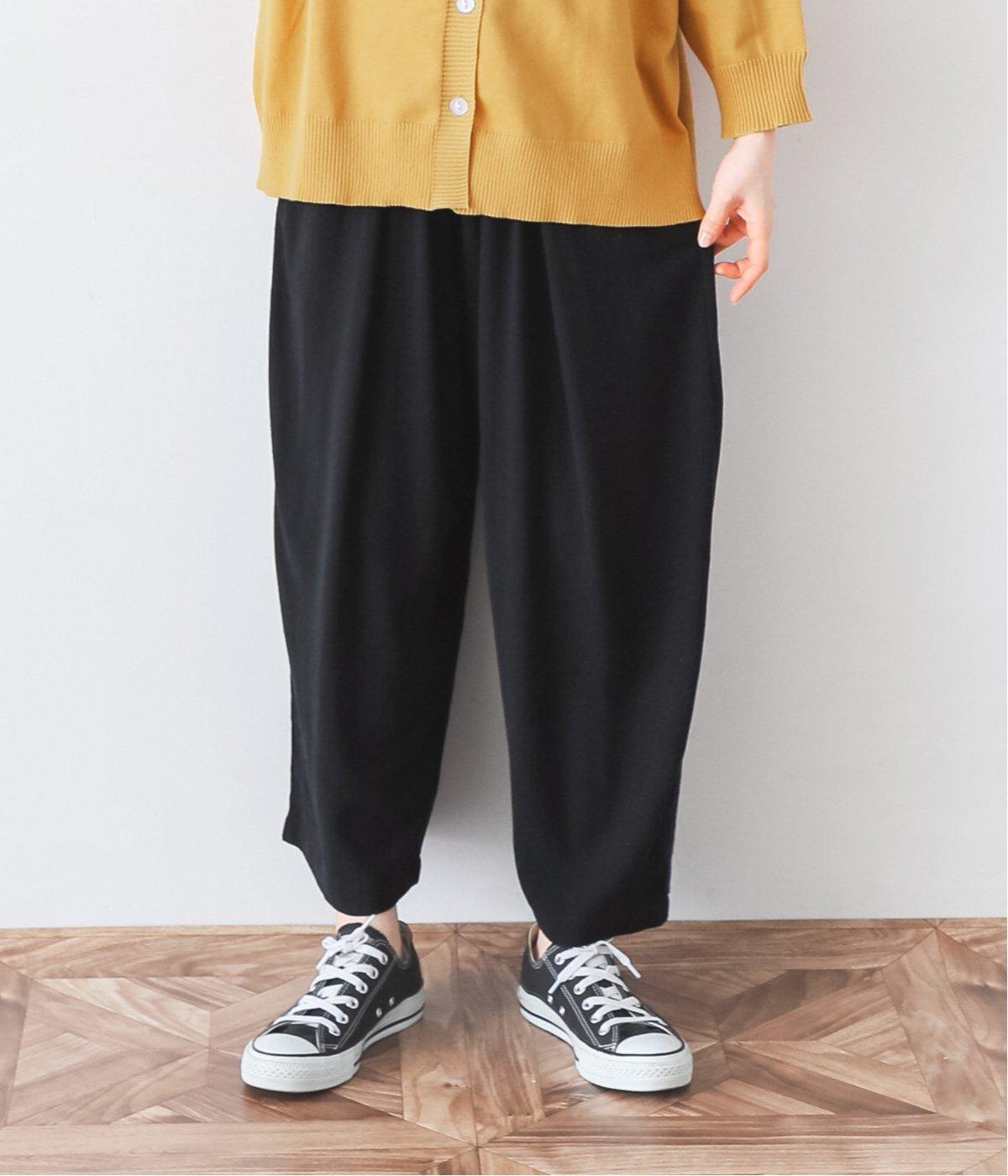 レーヨンリネンゆったり丸みパンツ(ブラック-ONESIZE)