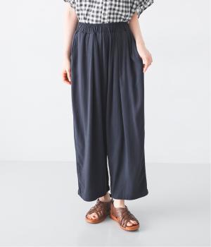 レーヨンリネンゆったり丸みパンツ(ネイビー-ONESIZE)